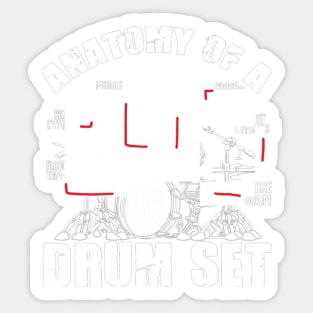 Anatomy Of A Drum Set Drummer Musician Sticker